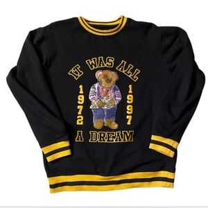 IT WAS ALL A DREAM 1972/ 1997 Black and Yellow Graphic Sweater Size L